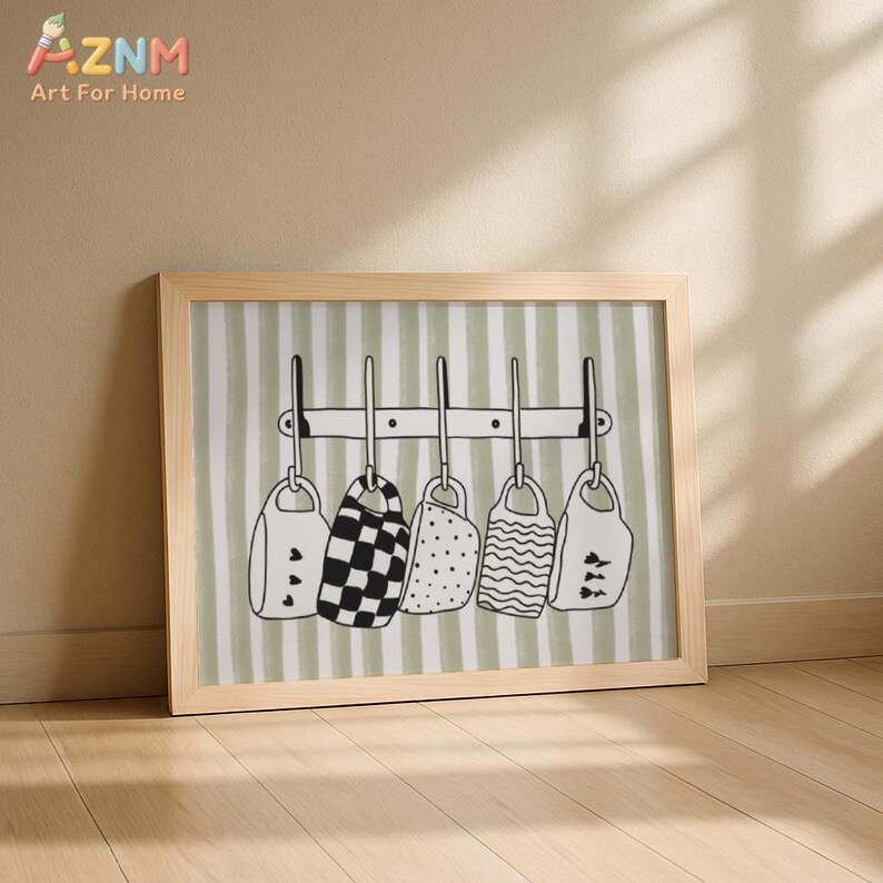Canvas Tote Bag - AZNM Sage Green Striped Canvas Wall