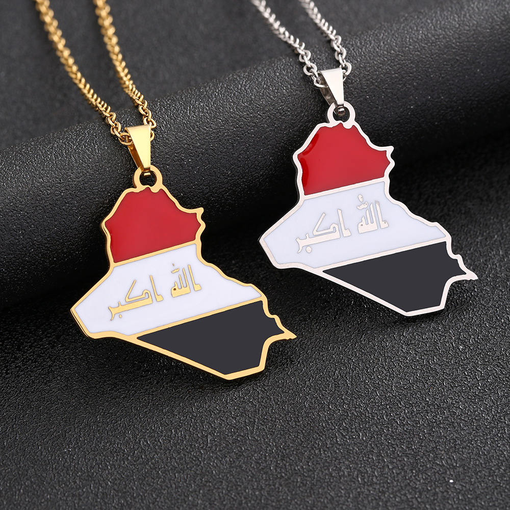 Women'S Fashion Guide - Republic Of Iraq Map Flag Pendant