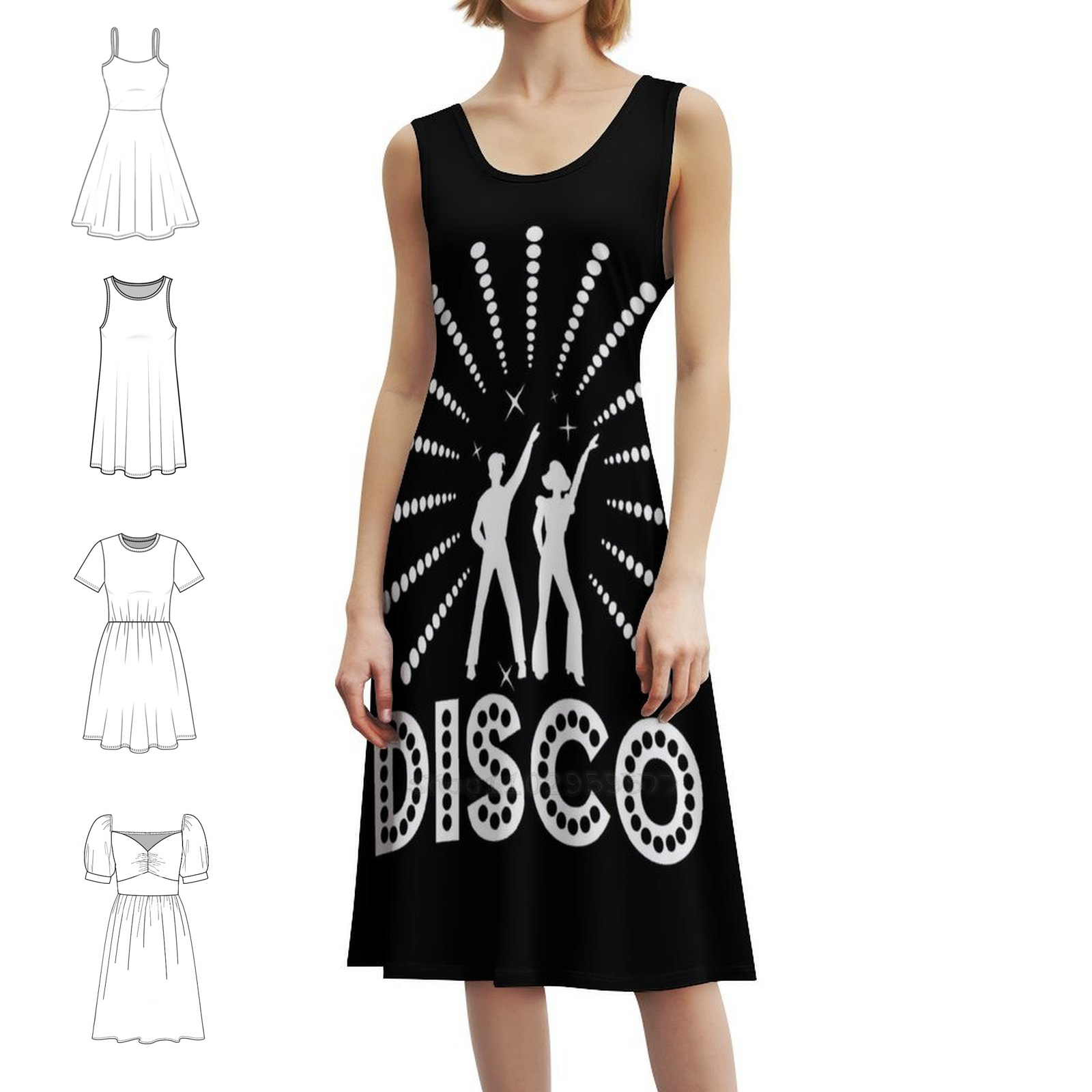 Women'S Fashion Of The 70S - White And Black 70S Disco Party-Disco