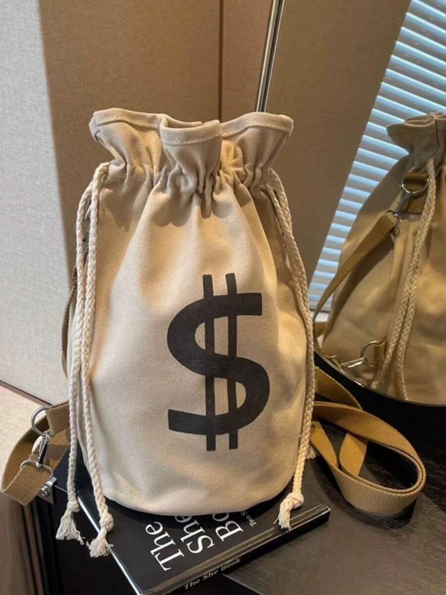 Black Canvas Drawstring Crossb - Canvas Tote Bag ulasan dan harga