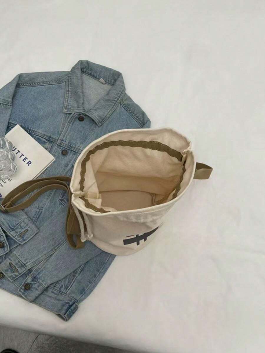 Black Canvas Drawstring Crossb - Canvas Tote Bag ulasan dan harga