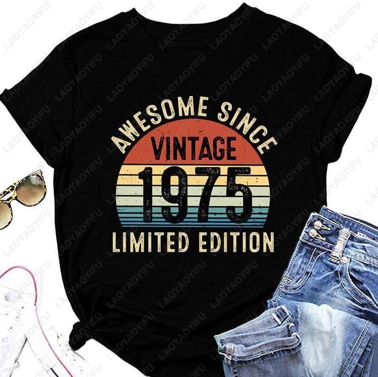 Vintage 1975 T-Shirts for Wome - Women'S Fashion Of The 70S ulasan dan harga